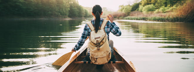 Woman canoeing